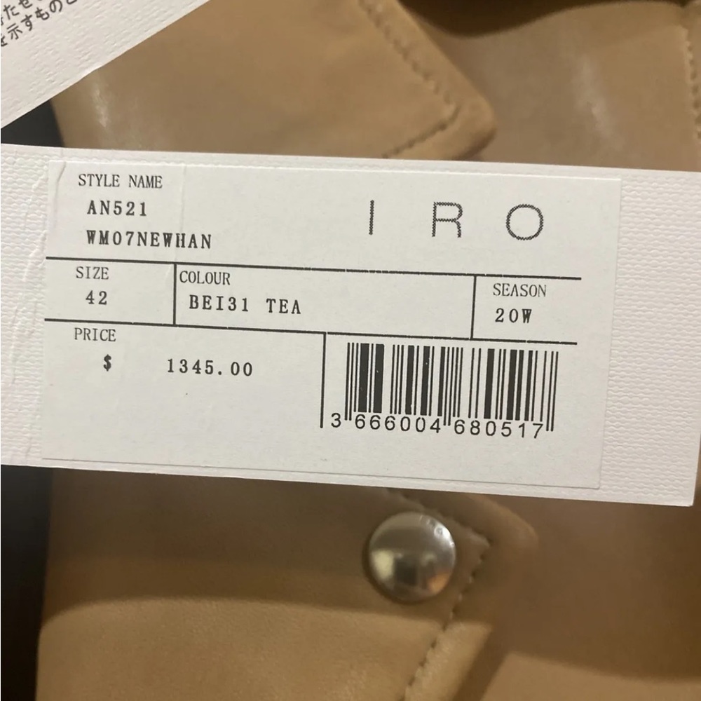 NWT IRO Newhan Han 100% leather jacket beige tea - Picture 11 of 14